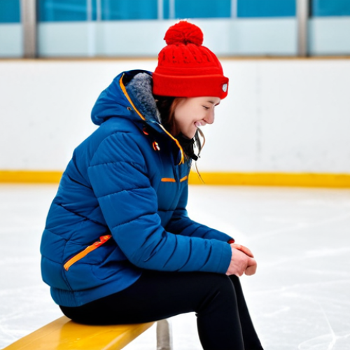 Home 20 Ice Skater Lacing Up Skates**
"A young adult ice skater, fully clothed in warm, sporty winter apparel suitable for ice skating - leggings, a fleece jacket, and a beanie, sitting on a bench in a well-maintained indoor ice rink. They are carefully lacing up their ice skates. The skates are modern recreational skates. The background shows other skaters enjoying the ice. safe for work, appropriate content, professional quality, perfect anatomy, correct proportions, natural pose, well-formed hands, proper finger count, modest clothing."
**