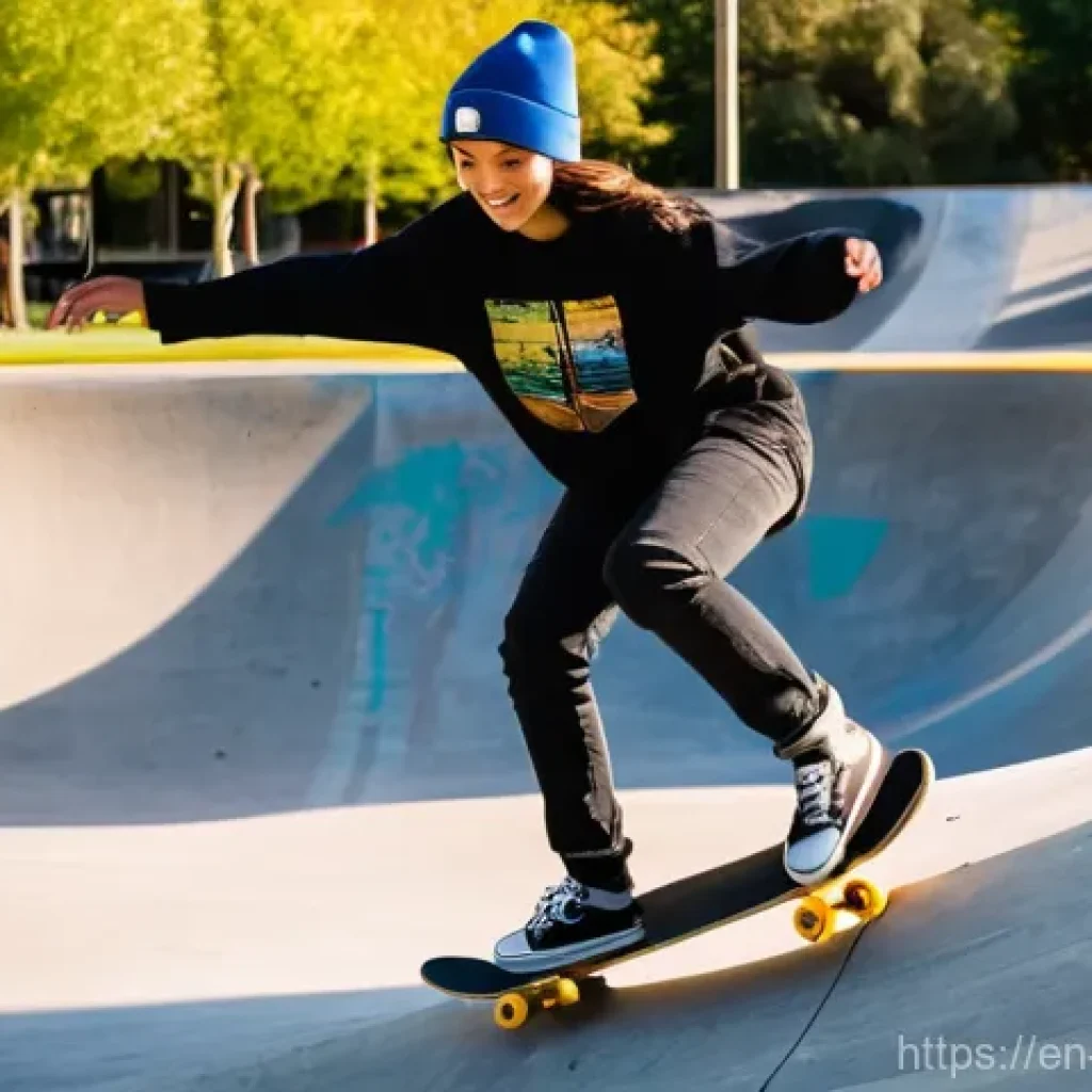 스케이트 전문가 인터뷰 - **Prompt 1: "The Evolving Playground: Inclusive Community at a Modern Skatepark"**
A vibrant, wi...