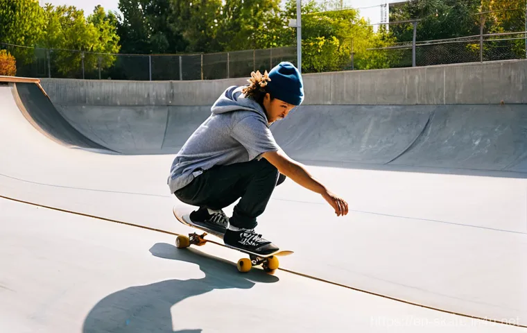 스케이트 명소 방문기 - **Urban Canvas Discovery**
    "A vibrant, realistic image capturing a young adult female skater, ap...