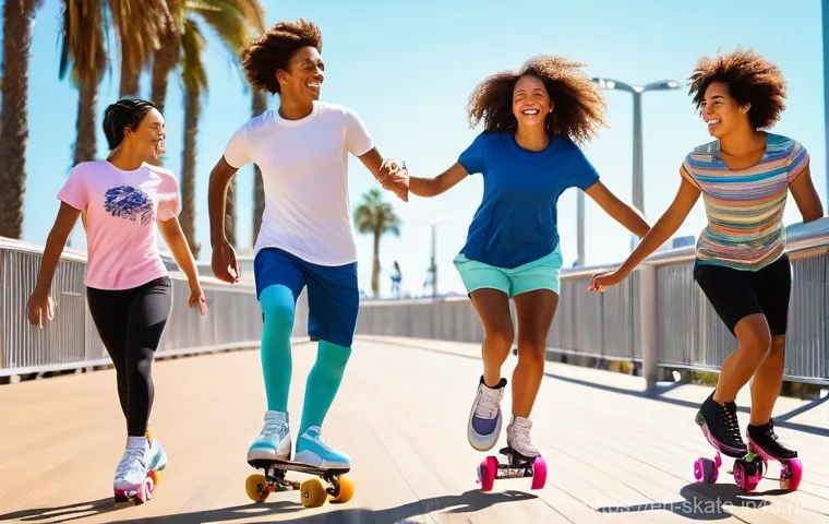 스케이트 대여 서비스 정보 - Image Prompt 1: Urban Boardwalk Glide**