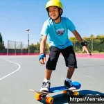 스케이트 도전기 - **Image Prompt 1: The First Push**
    A determined young person, approximately 16 years old, is lea...