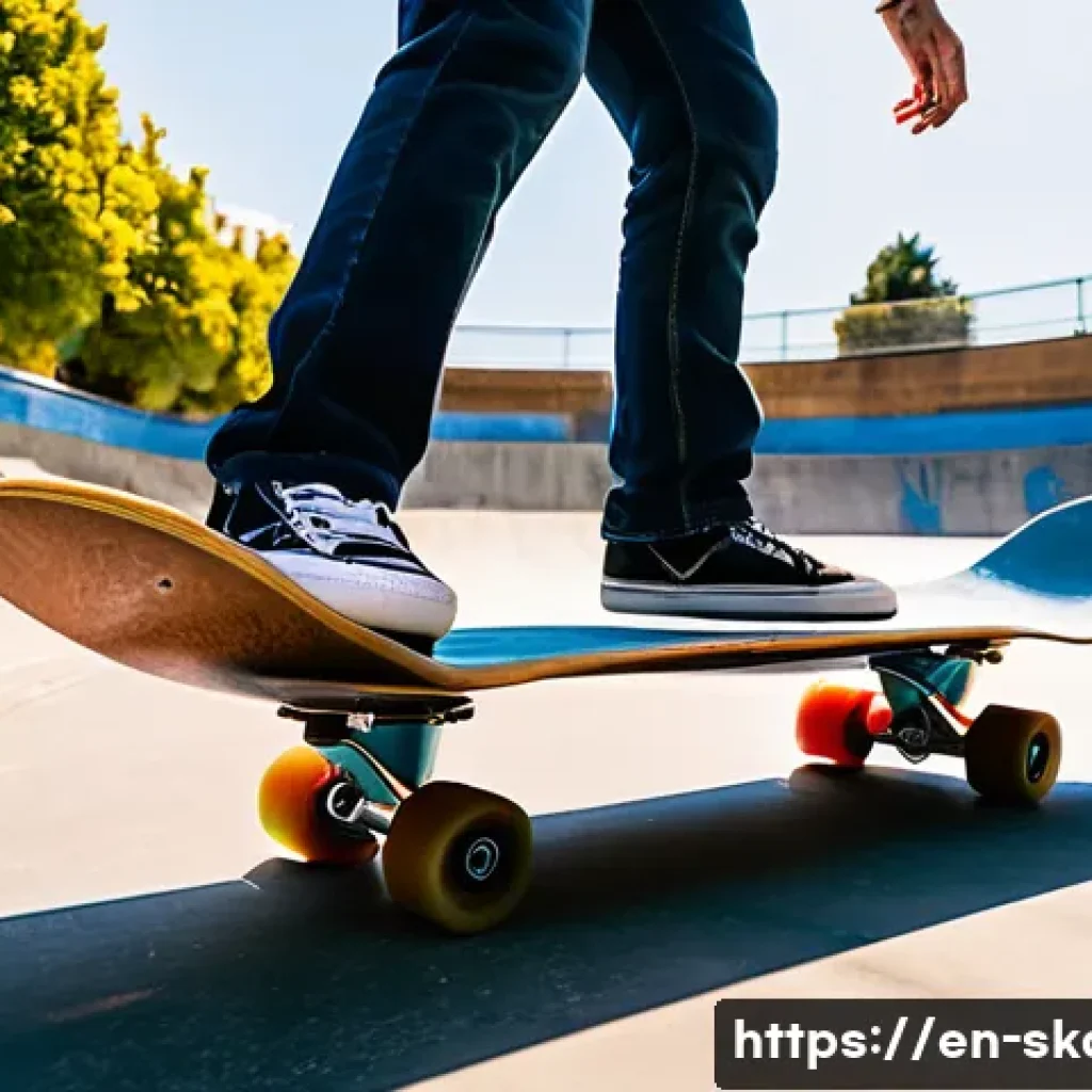 스케이트 Q A 모음 - A detailed scene of a young adult male skateboarder practicing technical street tricks in an urban s...